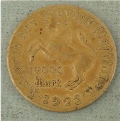 Large German 1923 10000 Mark Notgeld-Stein