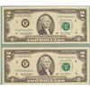 Image 1 : 2 Consec # 2003 A $2 Bills F Mint Atlanta Notes CU