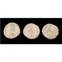 3 Silver Denarius Roman Coins: Domma Severus Geta