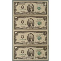 4 Consec # 2003A $2 Notes G Mint Bills Chicago UNC