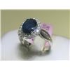 Image 1 : BLUE SAPPHIRE and Diamonds 14K White Gold Ring 6 1/2
