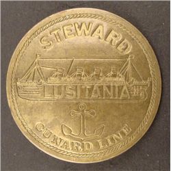 LUSITANIA-CUNARD LINE-STEWARD BADGE-SHIP & ANCHOR