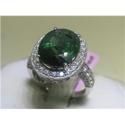 Tourmaline and .77 CT Diamonds 14K White Gold Ring