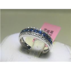 Blue Sapphire and Diamonds Earrings and Ring Set