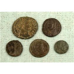 5 Bronze & Copper Ancient Roman Coins 13-24 mm Sizes