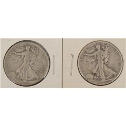 1917 + 1920-S Silver Walking Liberty Half Dollars Nice