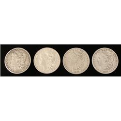 4 Diff Date Morgan Silver Dollars 1880, 82-P, O, 83-P