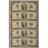 Image 1 : 5 Consec # 2003A $2 G Notes Two Dollar Bills Chicago CU