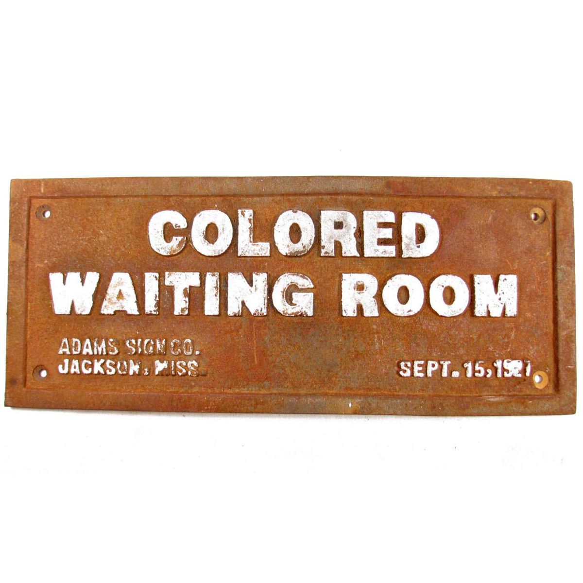 Black Americana Colored Waiting Room Cast Iron Sign