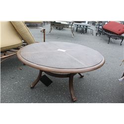 WOODGRAIN METAL PATIO COFFEE TABLE