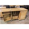 Image 2 : TEAK MOBILE BAR CABINET/PREP STATION WITH 2 STOOLS