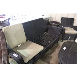 BLACK RATAN SQUARE BACK 3 SEATING COUCH