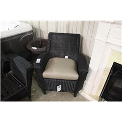 BLACK RATAN SQUARE BACK ARM CHAIR