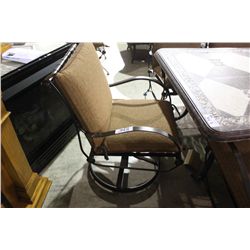 BROWN METAL CURVED ARM SWIVEL PATIO CHAIR WITH