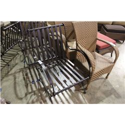 BROWN METAL CURVED ARM PATIO CHAIR