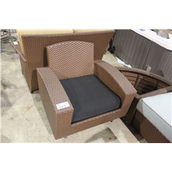 BROWN RATAN ROCKING ARM CHAIR