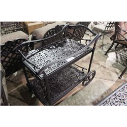 LEAF PATTERENED BLACK METAL MOBILE BAR