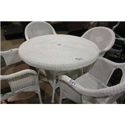 WHITE RATAN CIRCULAR PATIO TABLE