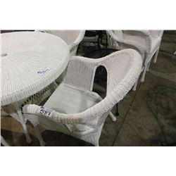 CURVED BACK WHITE RATAN DINING CHAIR