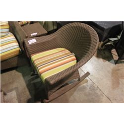 DARK COFFEE RATAN ROCKING CHAIR WITH CUSHION