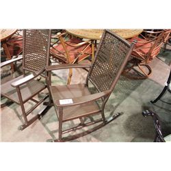 BROWN METAL RATAN HIGH BACK ROCKING CHAIR