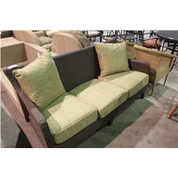 SQUARE BACK BROWN RATAN 3 SEAT COUCH