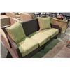 Image 1 : SQUARE BACK BROWN RATAN 3 SEAT COUCH