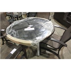 TROPITONE GLASS TOP METAL PATIO TABLE