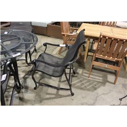 BLACK CAST METAL MESH BACK DIDNING CHAIR