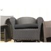 Image 1 : BLACK RATAN CURVED BACK CHAIR WITH CUSHION