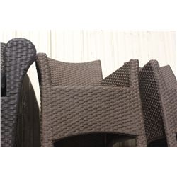 CHOCOLATE BROWN RATAN SQUARE BACK ARM CHAIR