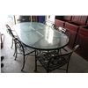 Image 1 : GLASS TOP GREY METAL OVAL PATIO TABLE