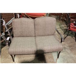 GREY PATTERNED 2 SEAT PATIO BENCH