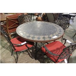 BROWN METAL STONE TOP PATIO TABLE