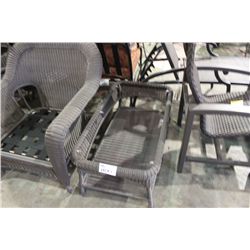 GREY BROWN RATAN GLASS TOP COFFEE TABLE