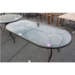 LEAF PATTERNED GLASS TOP OVAL PATIO TABLE