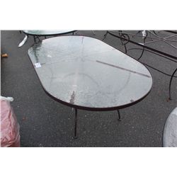 BURGANDY LINK ARM GLASS TOP OVAL TABLE