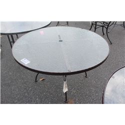 BURGANDY LINK ARM GLASS TOP CIRCULAR TABLE