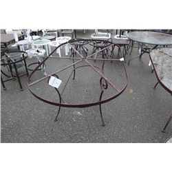 BURGANDY METAL GLASS TOP TABLE