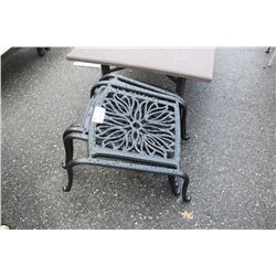 4 FLOWERED PATTENED METAL STOOLS