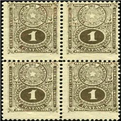 1910 Paraguay 1c Numeral Block of 4 Variety (STM-0518)