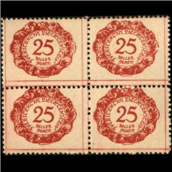 1920 Liechtenstein 25h Postage Due 4 Block Error (STM-0449)