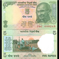 2002 India 5 Rupee Ghandi Crisp Uncirculated (CUR-06211)