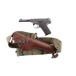 High Standard Model  B  Cal .22LR SN:79875 Single action semi-auto sporting pistol. Blued finish, ch