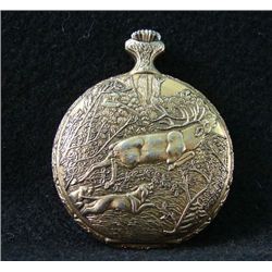 MWF1527P ANTIQUE HEAVILY EMBOSSED Hunters POCKET WATCH