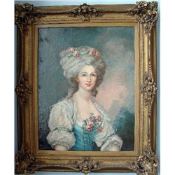 OIL ON CANVAS - 'Portrait of a French Beauty'