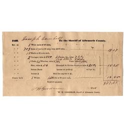 FY404   ANTEBELLUM TAX DOCUMENT, Albemarle County, VA tax bill
