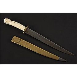 MWF1509 19th C Dagger with Carved Walrus Tusk Handle
