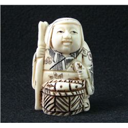 MWF1542G Handcarved Ox Bone Netsuke Figure