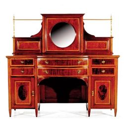 FY74 Edwardian inlaid mahogany bowfront sideboard early 20th century